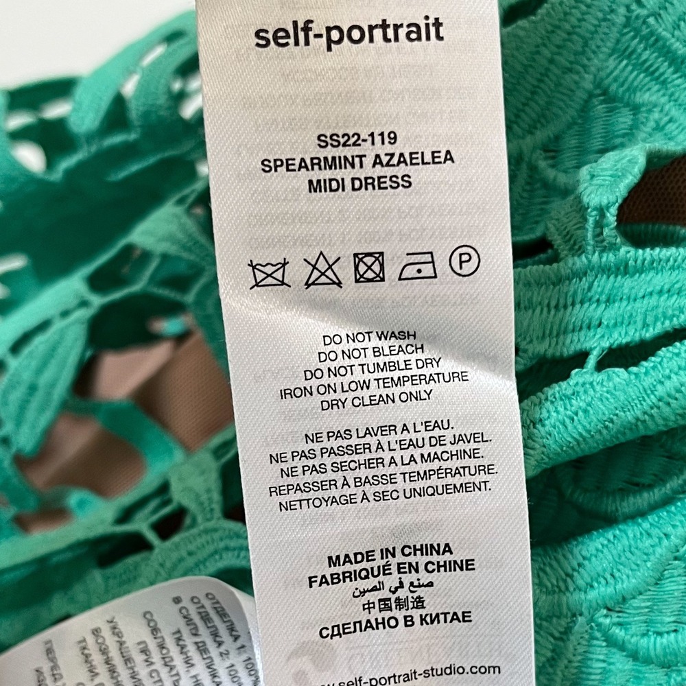 Self-Portrait Azaelea Midi Dress Spearmint Green Womens 6 - Picture 11 of 15